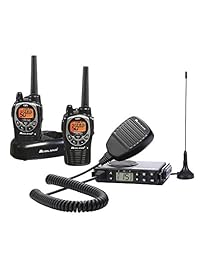 Midland - Xtreme Bundle - GXT1000, radio bidireccional GMRS de 50 canales - Walkie Talkie de hasta 36 kilómetros de alcance, 142 códigos de privacidad y resistencia al agua (paquete de par) (negro / plateado) y MicroMobile GMRS Radio