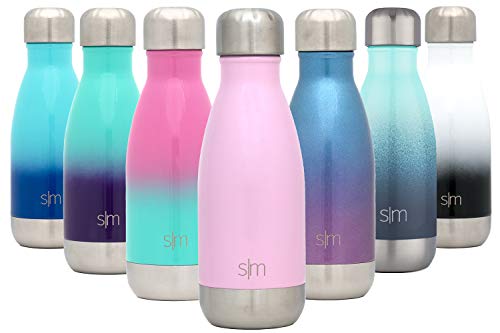 Simple Modern 9 oz Wave Water Bottle - Stainless Steel Kids Flask - Double Wall Vacuum Insulated Reusable Pink Small Metal Coffee Leakproof - Blush