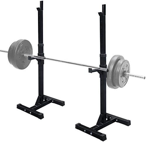 HMhome 2pcs Adjustable Solid Steel Standard Squat Barbell Stand Rack Free Press Bench Gym Pair Portable Barbell Dumbbell Power Rack Home Gym