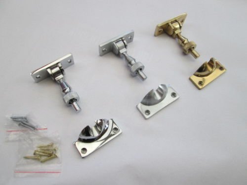 IRONMONGERY WORLD® Solid Brass Material Victorian Vintage Old Style Window SASH Fittings FASTNER (Satin/Brushed Chrome Brighton Screw Down Fastener)