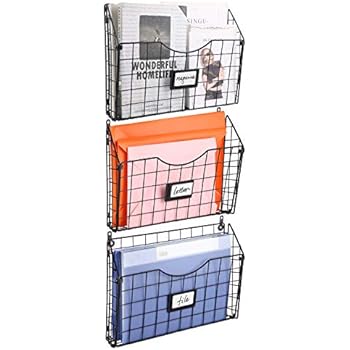 X-cosrack Detachable Hanging Wall Files Rack&3-Tier Metal Folder Wall File Holder with Tag Slot Mounts on Wall and Door for Office, Home, and Work Easy Organizing,Black(Patent Pending)