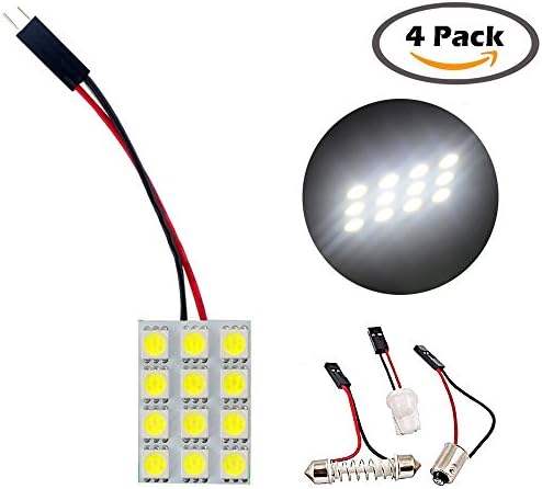 OneFly White LED Panel Light For Car Interior Dome Light, Licence Plate Lamp, Roof Ceiling Interior Lamp Using With T10/BA9S/Festoon Adapters (Pack of 4)
