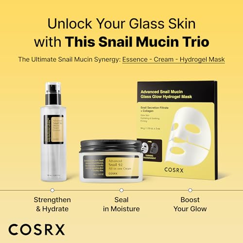 COSRX Snail Mucin 92% Face Moisturizer, 3.52 Oz, Lightweight Moisturing Cream for Soft, Glowy Skin, Korean Skin Care, Korean Moisturizer Face Cream, Stocking Stuffers for Women
