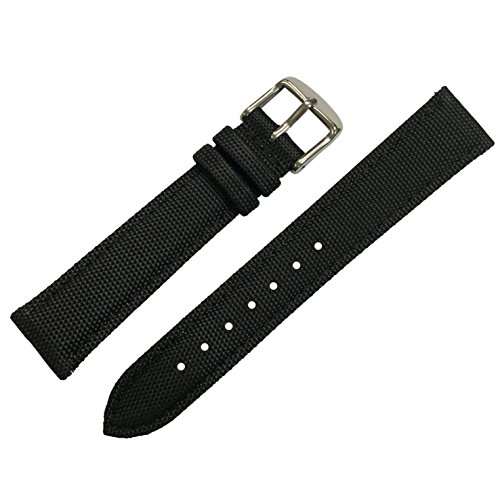 5 Colors for Quick Release Nylon Sailcloth Watch Band, Nylon Full Grain Leather Replacement Watch Strap with Stainless Steel Metal clasp (20MM, black)