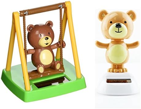 Set of 2 Solar Powered Swinging Bear and Standing Bear - Swings on Playgroup in Sunlight