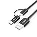 iXCC USB C Micro USB 2 in 1 Cable, 6 Feet Micro USB Sync and Charge Cord with USB Type C to Micro USB Adapter Compatible with Android Phone, MacBook, Chrome Pixel and More