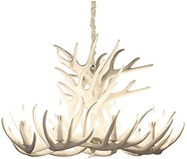 LYMXXL White Vintage Style Resin Antler Chandelier 6+3 Head,9+3 Head,9+6 Head,9+9 Head,Living Room,Bar,Cafe, Dining Room, Bedroom,Study,Villas,Europe Retro Deer Horn Pendant Lights (9+6 Heads)