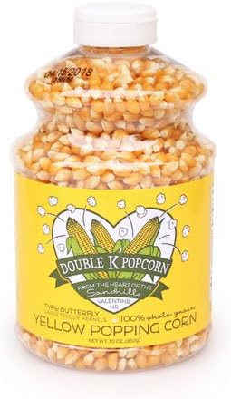 Double K Popcorn Yellow Butterfly Kernels - 30 oz Jar -- Gluten Free -- Classic Popcorn Style