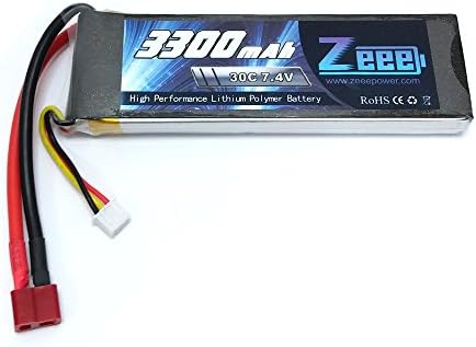 Zeee 7.4V 3300 mAh 30C Lipo Battery RC Battery Packs with T Plug Connector for RC Airplane RC Helicopter RC Car RC Truck RC Boat UAV Drone FPV