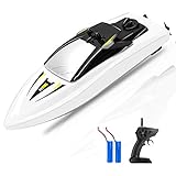 RC Boat Remote Control Boats for Pools and Lakes, ROTOBAND 2.4GHz 14km/h High Speed Boat Toys for Kids Adults Boys Girls (White)