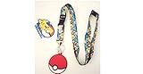 Pokemon Balbasaur, Squirttle, Charmander, Pikachu Print Breakable Lanyard and Bonus Pokeball Rubber Keychain