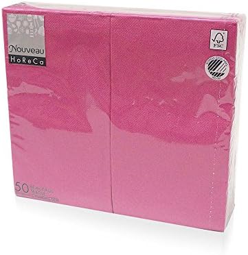 Linen-feel, Cloth-like Paper Disposable Napkins | 50 Pack | 1/6-Fold | 17" x 13" Dinner Size | 16 Color options (Hot Pink / Fuchsia)