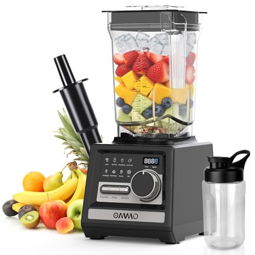 OMMO 2L Professional Blender, 1800W Smoothie Blender with 9 Speed Controllers for Breaking Ice, Milkshake, Frozen Drinks and Fruits, Dishwasher Safe, BPA Free
