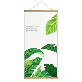 Hanging Poster NO Magnetic Wooden Framed, Green Life Quote Home Wall Canvas Prints Decoration Ready to Hang - 18"x36"