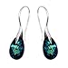 Sterling Silver 925 Blue Green Made with Imitation of Crystals Drop Hook Casual Earrings