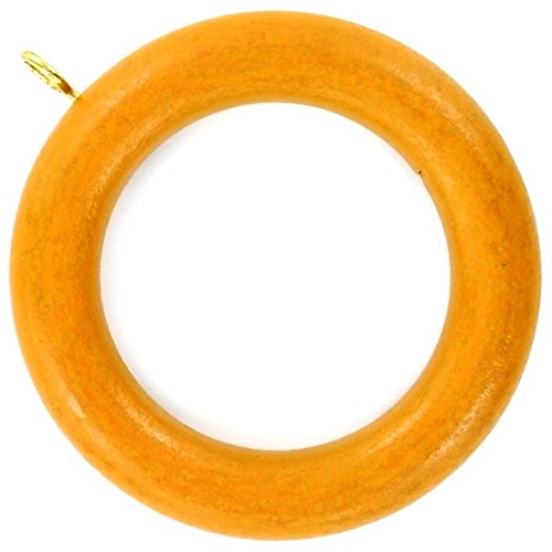 Merriway BH03289 Wooden Curtain Drapery Pole Rod Rings with Screw Eye, Inner Dia.48mm (1.15/16 inch) Outer Dimension 70mm (2.3/4 inch) - Medium Brown, Pack of 24