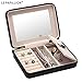 LE PAPILLION Small Jewelry Box for Travel PU Leather Travel Jewelry Case with Mirror | Black Jewelry Box Gift for Women Girls