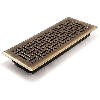 Accord AMFRABB412 Floor Register with Wicker Design, 4-Inch x 12-Inch(Duct Opening Measurements), Antique Brass