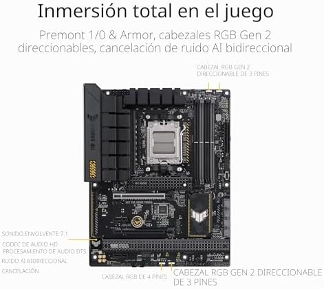 TUF Gaming B650-PLUS - Placa Base AMD Ryzen AM5 ATX (VRM de 14 Fases, PCIe 5.0 M.2, DDR5, 2.5 GB Ethernet, USB4, Aura Sync)