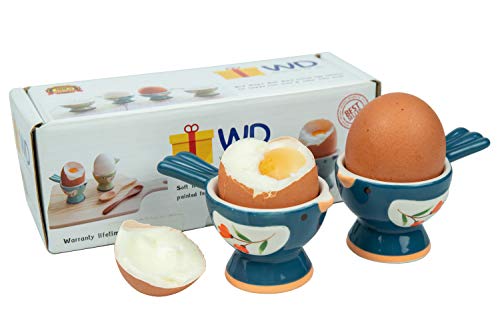 WD- 2 Pcs Cute Bird Shape ceramic egg cups for soft boiled eggs (Egg holder) - for Breakfast Brunch Soft Boiled Egg Holder Container Stand Set kitchenware,home decoration or even a gift Grayish blue