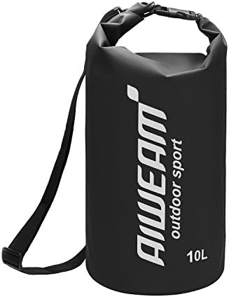 Waterproof Dry Bag, Vicotech Roll Top Dry Compression Sack Keeps Gear Dry, Adjustable Shoulder Strap - 10L/20L Dry Bag Set for Kayaking, Boating, Swimming, Camping, Hiking, Fishing (Black)