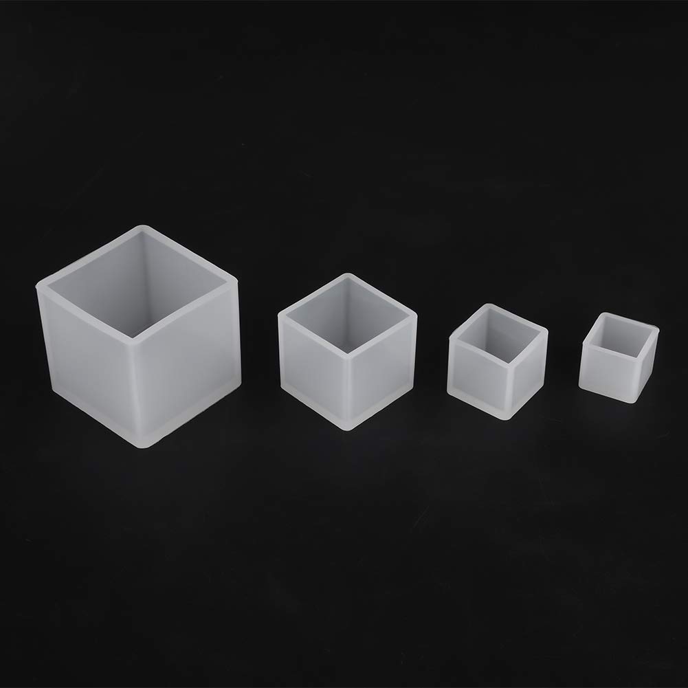 4Pcs Resin Silicone Mold Silicone Casting Molds Square Cube Non-Stick Resin Molds Transparent for DIY Epoxy Resin Crystal Ornaments Crafts Handcraft Tools