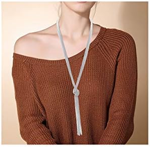 VUJANTIRY Women's Long Necklace Minimalist Lariat Pendant Necklace Knot Y Necklace Tassel Necklace Chain Necklace