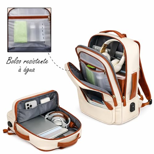 Mochila Viagem Avião Expansível Impermeável Resistente Grande Capacidade Mala de Bordo Bagagem de Mão com Saída USB Multifuncional