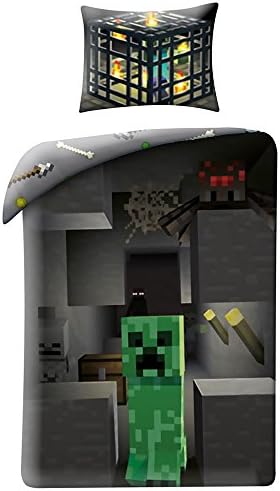 Minecraft Creeper 2 Piece Single Sheet Set, 1 x Double Sided Sheet and 1 x Pillowcase - European Size