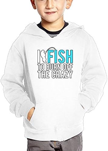 Fish To Burn Off The Crazy Unisex Baby Little Boys Girls Long Sleeve Pullover Hoodie Front Pocket Sweatshirts White
