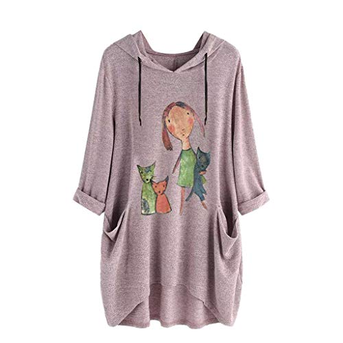 image for Toimothcn Girls Cute Tops Womens Cat Ear Hooded Blouse Long Sleeve Poc