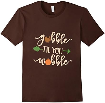Kids Gobble Til You Wobble Funny Thanksgiving Holiday T Shirt 12 Brown