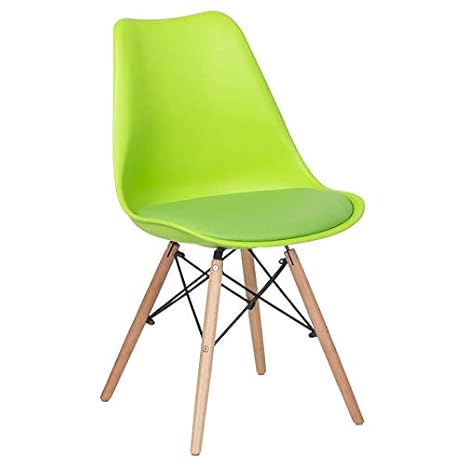 Finch Fox Eames Replica Nordan DSW Stylish & Modern Furniture Plastic Chairs with Cushion for Cafeteria Seating/Dining Chair/Side Chair/Kitchen/Restaurants/Hotels (Green Color)