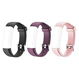 Letsfit Replacement Bands for Fitness Tracker ID115U HR, ID115U HR Accessory Bands, Adjustable Replacement Straps, 3 Pack (Black, Pink, Purple)