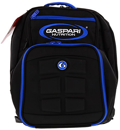 6 Pack Fitness Gaspari Expedition Backpack W/ Removable Meal Management System 300 Black/Blue w/ Bonus ZogoSportz Cyclone Shaker & Gaspari Products