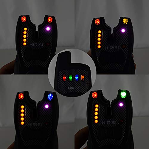 Hirisi Tackle Ensemble De Pêche à La Carpe Système D’alarme Sans Fil Avec Récepteur Et 1 + 4 bandes Lumineuses Led