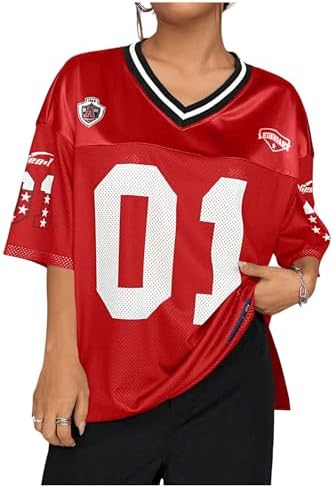 SOLY HUX Jersey Shirts for Women Y2k Graphic Number Oversized Tees