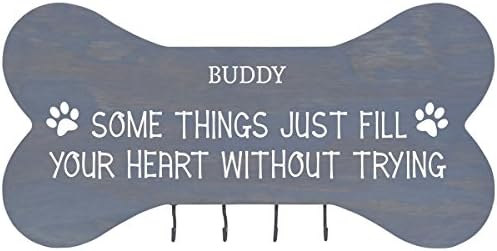 Personalized Some Things Just Wall Mounted Dog Bone Pet Leash Rack,Dog Collar Holder New Home Decor Gift ideas and 4 hooks 16" L x 8" H 2.5." deep by Rooms Organized (Classic Grey)