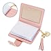 ZOOEASS Women's Mini Credit Card Case Wallet with ID Window and Card Holder purse 9 Colors(Pink)