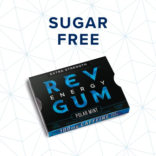 Rev Gum Caffeine Energy Gum Extra Strength 100mg of Caffeine per Gem