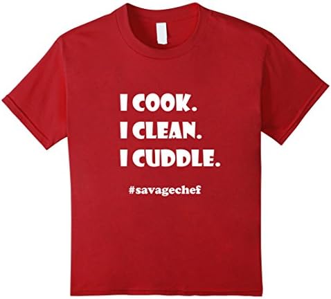 unisex-child The Savage Chef. I COOK. I CLEAN. I CUDDLE. Funny T-Shirt 10 Cranberry