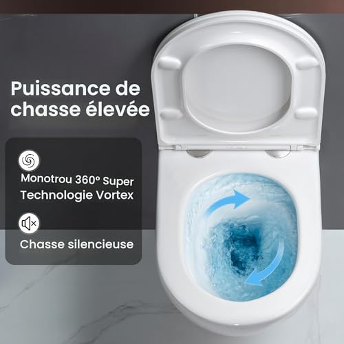 Casta Diva Suspended WC without Rinsing Edge, 360° Superspin Wall Toilet, UF Bowl, Completely Closed, Silent Soft-Close Seat, Dimensions 48.5 cm, Ideal for Bathroom and Guest Toilet
