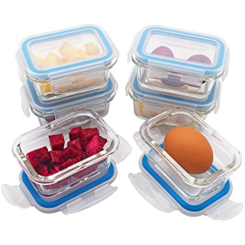 Elacra 6 Pack 4Oz Glass Baby Food Storage Containers Small Glass