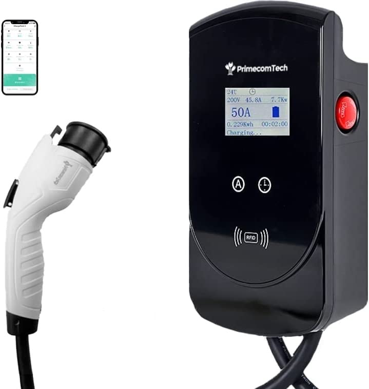 PRIMECOM 50 Amp Level-2 EV Wall Charger Station 220 Volt for Tesla ...