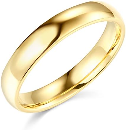 14k Yellow Gold 4mm SOLID Plain Wedding Band - Size 5