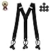 HOLA AMCS Men's Y Back Suspenders with Strong Clips&Leather Joint& Button End Strap& Heavy Duty (Black)
