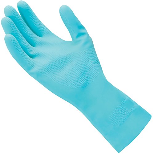 Clean Ones, 513177 everyday cleaning, Large Natural Latex, Soft Cotton Flock Lining, Cross Wave Non-Slip Grip Gloves, (L)