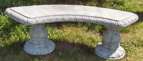 Casa Padrino Jugendstil Gartenbank/Parkbank Grau 138 x 45 x H. 48 cm - Gebogene Sitzbank mit wunderschönen Verzierungen - Gartenmöbel