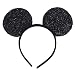 NiuZaiz 1pc Black Glitter Mouse Ears Headband for Party Decorations (Black Sequin)