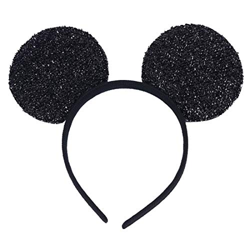 NiuZaiz 1pc Black Glitter Mouse Ears Headband for Party Decorations (Black Sequin) NiuZaiz 1pc Black Glitter Mouse Ears Headband for Party Decorations (Black Sequin)